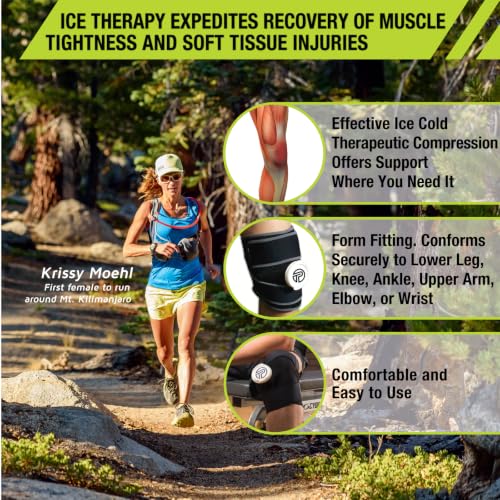 Pro-Tec Athletics Ice-Cold Therapy Wrap, Dual Wide Strap Wrap for Deep Cold Compression Therapy, Flexible Form-Fitting Design for Knee, Ankle, Elbow, and Wrist, Leak-Resistant, Small - size: Small