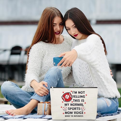Baseball Mom Gifts for Women Funny Makeup Bag Thank You Present for Her Team Mom Coach Sports Lover Cosmetic Bag Mothers Day End of Season Baseball Team Gifts Christmas Birthday Present Travel Pouch - color: Baseball Makeup Bag