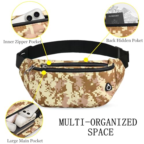 Fanny Pack for Women Men,Crossbody Water Resistant Sports Waist Bag Pack - color: 1pack-browndigital