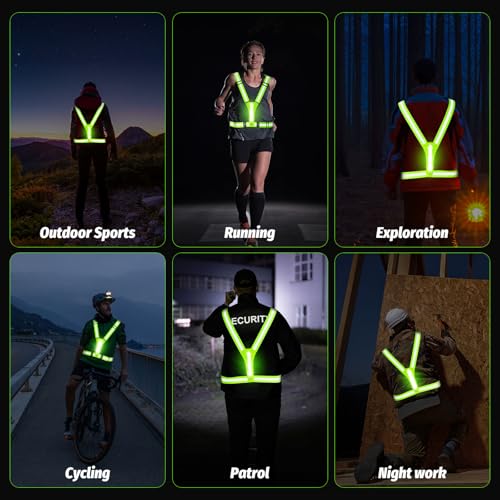 LED Reflective Running Vest - Light Up With 3 Modes, Rechargeable Night Gear for Runners - Safety Belt for Women Men