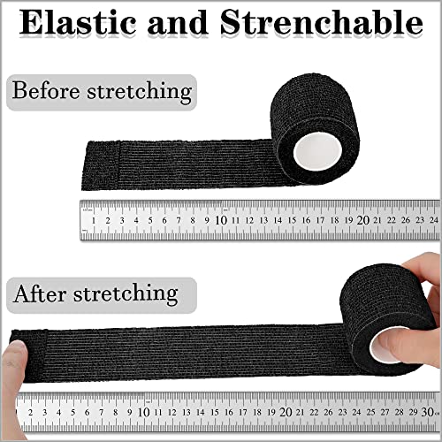 8 Pack 2 in x 5 Yards Cohesive Wrap Self Adhesive Bandage Wrap Elastic Self Adherent Bandage Self Stick Vet Tape for Athletic, Wrist, Ankle, Knees, Pets (Black) - color: Black, size: 2 Inch