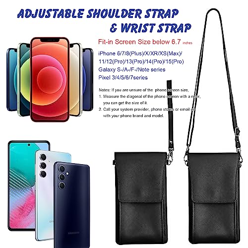 PU Leather Small Phone Bag with Transparent Window for Touchable Screen, 6.7" Without Phone case Compatibility, Magnetic Closure & Waterproof - Crossbody Wallet Case with Shoulder Strap