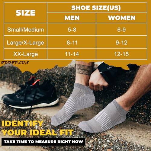 FOOTPLUS Copper Compression Socks,Unisex Cushioned Sole Arch Support Athletic Ankle/Crew Running Hiking Socks - color: 6 Pairs- 3 Light Grey& 3 Dark Grey Socks, size: Large-X-Large
