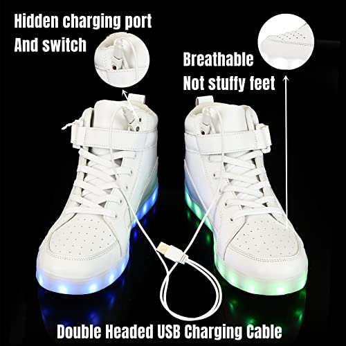 IGxx LED Light Up Shoes for Kids Boys Girls Sparkly Sneakers - color: White, size: 10 Toddler