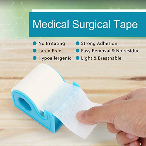 LotFancy Medical Tape, 6Rolls 2inch x 10Yards, Adhesive Hypoallergenic Surgical Paper Tapes, Wound First Aid Tape, 2 Dispensers Included - size: 2 Inch x 10 Yard (6 Pack + 2 Dispensers)