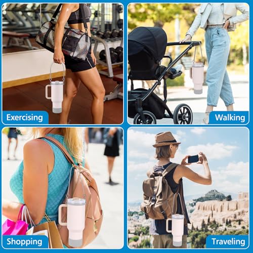 Accmor Water Bottle Handle, Silicone Water Bottle Sling, Water Bottle Carrier Holder with Strap and Boot Compatible with Stanley Cup Accessories - color: gray