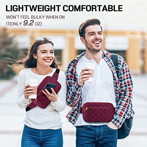 CXWMZY Fashion Fanny Packs for Women & Men, Girls Boys Teens Waist Bag Hip Bum Bag Cute Fanny Pack Casual Bum Bag with Multi-Pockets Adjustable Belts for Disney Traveling Cycling Running (Wine Red) - color: Wine Red
