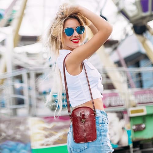 S-ZONE Small Crossbody Bags for Women Trendy RFID Blocking Cell Phone Purse - color: Red