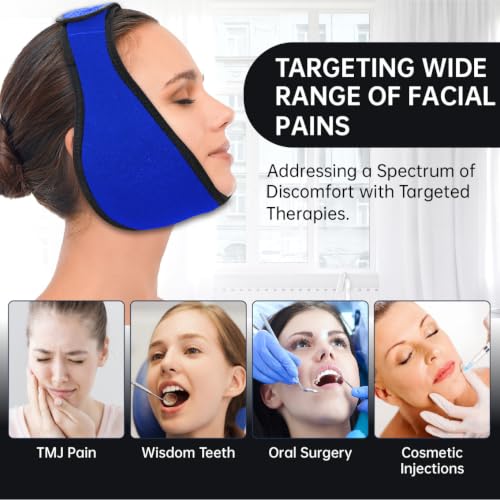 Wisdom Teeth Ice Pack Head Wrap Jaw Face Ice Pack with 4 Gel Packs - color: Royal Blue