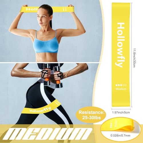 Hollowfly 12 Pcs Resistance Loop Bands for Booty Legs - color: Yellow, style: Medium