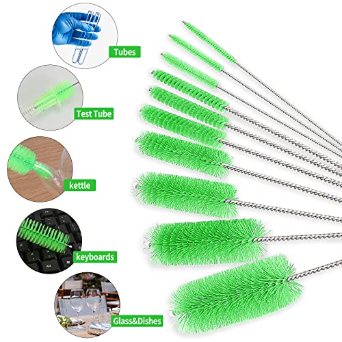 CiaraQ Bottle Cleaning Brushes, 8 Inch Nylon Tube Brush Set - color: Green, size: 8.0 Inch (10pcs)