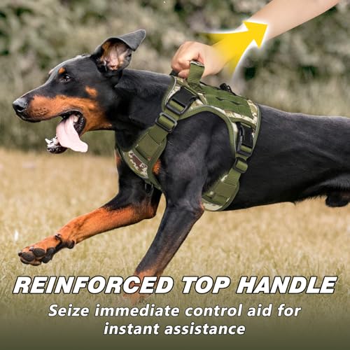 WINGOIN Tactical Dog Harness for Small Dogs,Heavy Duty No Pull Dog Harness - color: Green&Camo, size: Small: 15-30 lbs (Chest:20-26",Neck:15-18")