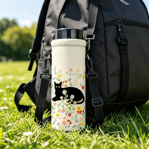 AMARY 750ML Neoprene Water Bottle Carrier Bag with Adjustable Shoulder Strap,Insulated Water Bottle Cover for Stainless Steel/Glass/Plastic Bottles 24OZ (AM-24-750-4) - color: AM-24-750-4
