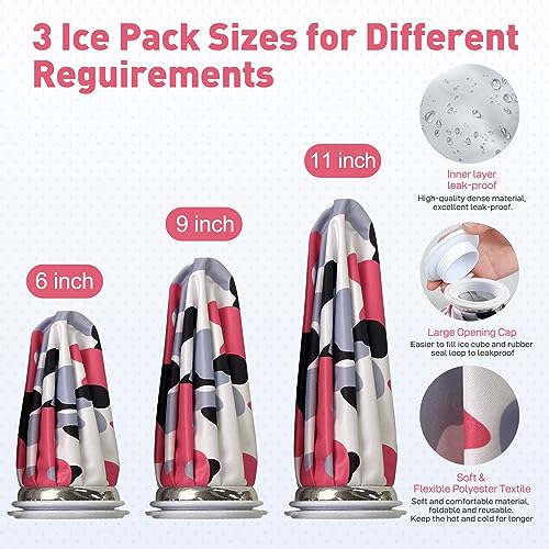Ice Pack for Injuries Reusable, Ice Bag for Injuries Hot Water Bag for Hot & Cold Therapy, No-Leak Ice Bag with Elastic Breathable Support Wrap, 3 Sizes 6/9/11" - size: 6/9/11 Inch