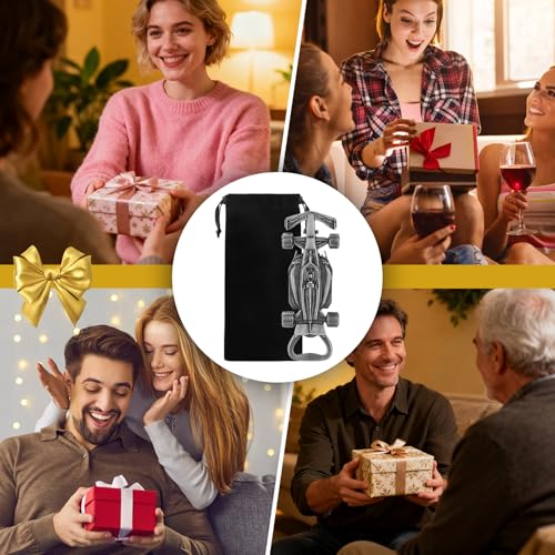 LKKCHER Race Car Bottle Opener with Spinning Wheels – Silver Racing Gifts for Men, Dad, Brother, Grandpa with Gift Bag – Perfect for Birthday, Father’s Day, Christmas, Pub Nights, Garage Parties - color: Silver Race Car