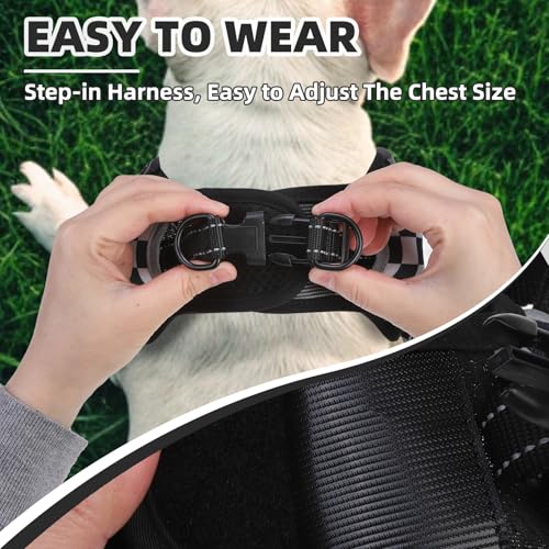 PUPTECK Dog Harness Small Sized Dog, Step in Adjustable Reflective Dog Vest Harness Escape Proof, No Pull Soft Padded Harness Easy Control, Checkered, M - color: Black&White(Checkered), size: M (CHEST: 14.5"-20")