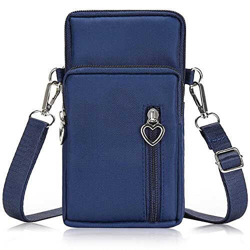 Women Cell Phone Purse Wristband Sport Armband Wallet Travel Crossbody Cell Phone Purse for Galaxy S10 Plus S9 Plus A50 A7 J7,OnePlus 6T,HTC U12 (Blue) - color: Blue