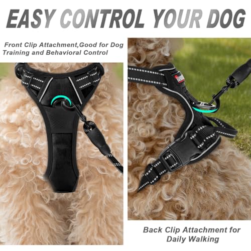 BARKBAY Dog Harness No Pull for Small Sized Dog Front Back Clips,Dog Vest - color: Black, size: X-Small(Chest:15.5-19.5”)