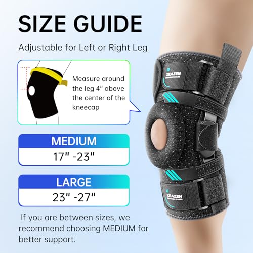 Hinged Knee Brace with Dual Hinges & Patella Compression Pads – Strong Knee Support for ACL, MCL, Meniscus, Joint Stability – Adjustable Open Patella Design for Men and Women, Plus Size Fit (Large) - size: Large