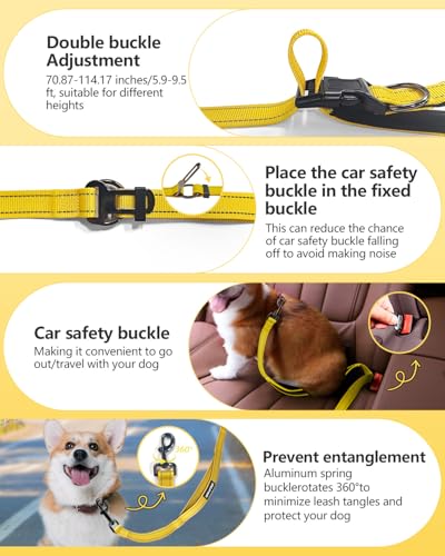 Hands Free Dog Leash, Multifunctional Crossbody Dog Leash - color: Yellow, size: Large-5.9-9.5ft