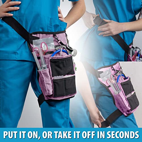 Nursing Tools Nurse Fanny Pack with Elastic Leg Band – Nursing Waist Bag Organizer with Holders for Stethoscope, Tape & Bandage Scissors – Medical Utility Pack (Purple Haze) - color: Purple Haze