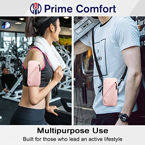 Prime Comfort Phone Holder, Small Crossbody Shoulder Holsters Bag with Arm Band, Fits iPhone and Android, Use for Running, Walking, Hiking & Biking (6.7 Inches, Pink) - color: PINK