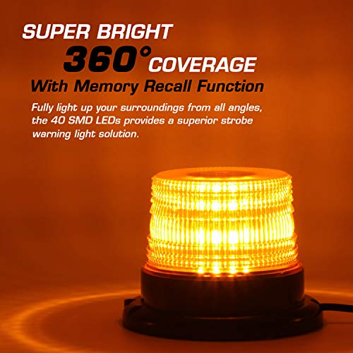 LINKITOM LED Strobe Light, 12V-24V Amber 40 LED Flashing Beacon Lights