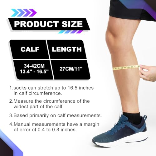 Junely 3 Pairs Calf Compression Sleeve for Men and Women - color: Blue Black Nude