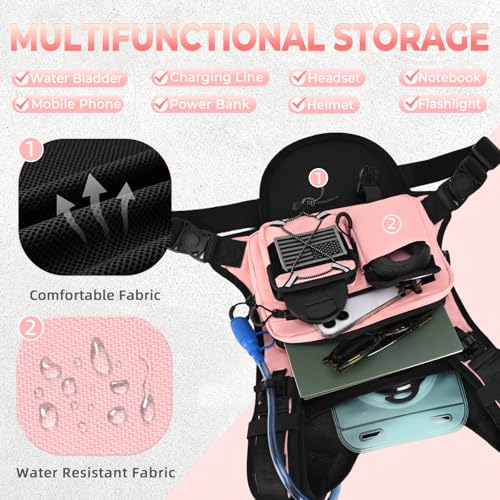 Criuage USA Patent Running Hydration Vest Backpack, Lightweight Chest Pack with 2.0L Water Bladder Bag Daypack for Hiking Running Cycling Race Marathon for Women Men - color: Pink