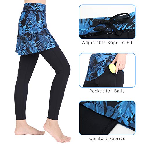ANIVIVO Women Skirted Leggings Tennis Yoga Legging with Skirt - color: Blue Charcoal, size: XX-Large