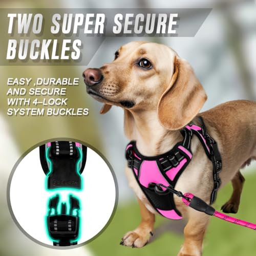 BARKBAY Dog Harness No Pull for Small Sized Dog Front Back Clips,Dog Vest - color: Pink, size: X-Small(Chest:15.5-19.5”)