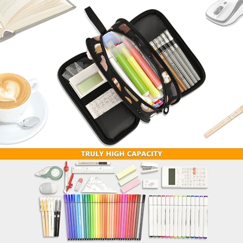 Fisyme Guinea Pig Cartoon Pencil Case Large Capacity Pen Box Makeup Pouch Holder Organizer Stationery Bag for School Office College Adults - color: Multi-Black