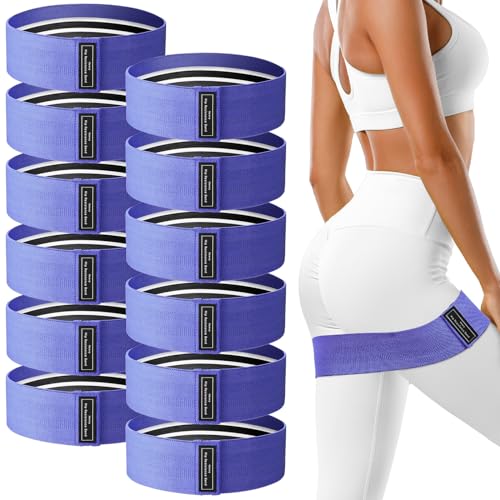 Lenwen 12 Pcs Fabric Resistance Bands Bulk - color: Purple