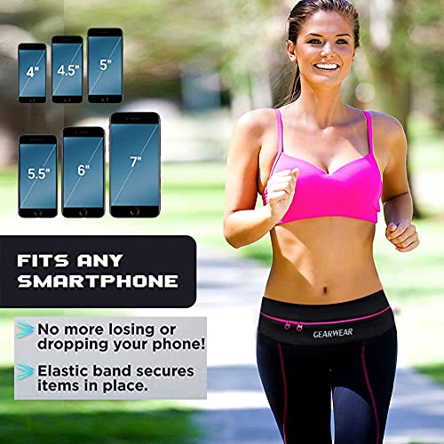 Running Belt | Runner Fanny Pack for Women and Men | Adjustble Waist Band Pack for Storage Phone - color: Pink /26"-43"