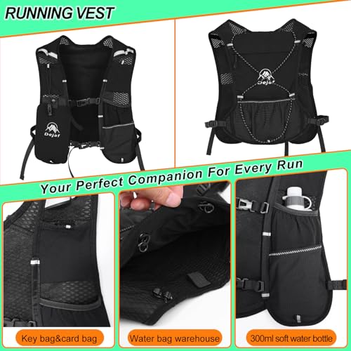 Running Vest for Women Men, Lightweight (194g/8 Bags) Hydration Backpack Phone Holder Vest for Hiking Trail Cycling Race Marathon Running Essentials - color: Black