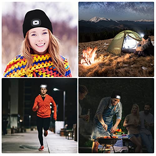 Beanie Hat with Light Unisex LED Beanie Hat with Light USB Rechargeable Running Hat Alpine Cap Gift for Men and Women Teens - color: Orange