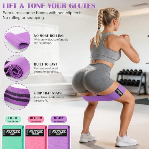 KUTIZE Booty Bands & Pedal Exercise Bands Resistance Bands Set for Women - color: Purple