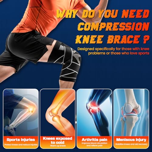 Compression Knee Brace for Women and Men with Strap Fit Mobilizer Knee Sleeve for Knee Pain Arthritis Sports Knee System Brace to Shin Protection Patellar Tendon Support Stabilizer (X-Large) - size: X-Large