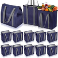10 Pack Large 18L Insulated Grocery Bag Bulk Zippered, Dark Blue - color: Dark Blue