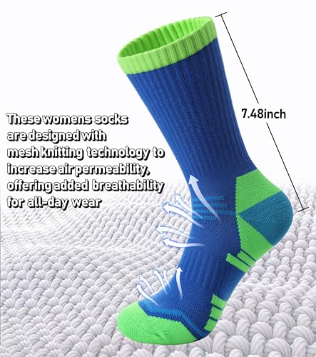 FNOVCO Women's Hiking Walking Running Crew Socks Thick Cushioned Athletic Compression Socks 5 Pairs - color: 5 Pairs Multicolor 01, size: 9-11
