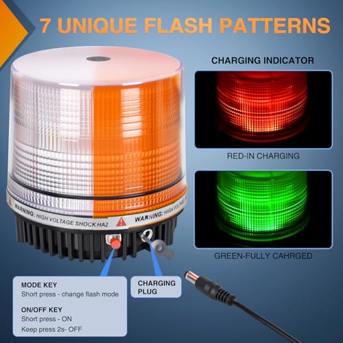 Nilight 18LED Strobe Lights Amber White Wireless Rotating Beacon Light - color: Amber White