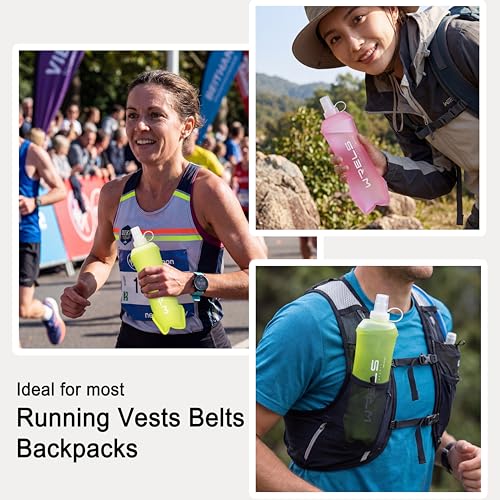 WRELS Running Water Bottle,250ml/350ml/500ml TPU Soft Flask,Collapsible Water Bottles for Hydration Vests and Running Belts Backpack, Soft Water Bottles For Hiking Cycling Climbing - color: White-350ml*2
