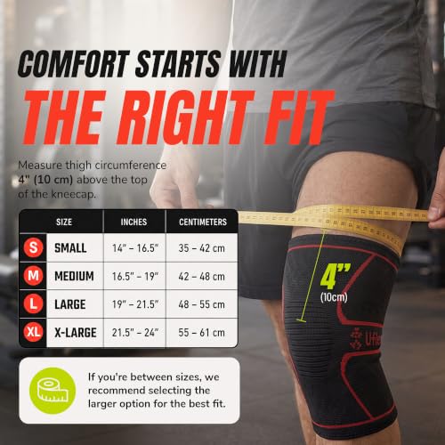 UFlex Athletics Knee Brace Sleeve Men & Women - color: Red