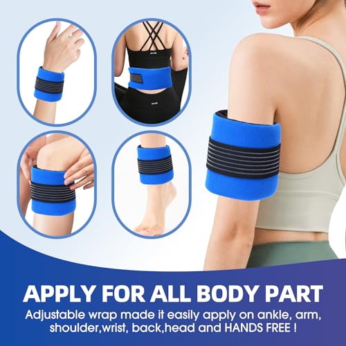 Ice Pack for Injuries, Reusable Hot and Cold Pack for Shoulder, Knee, Ankle,Elbow,Back, Adjustable Gel Ice/Hot Pack Wrap