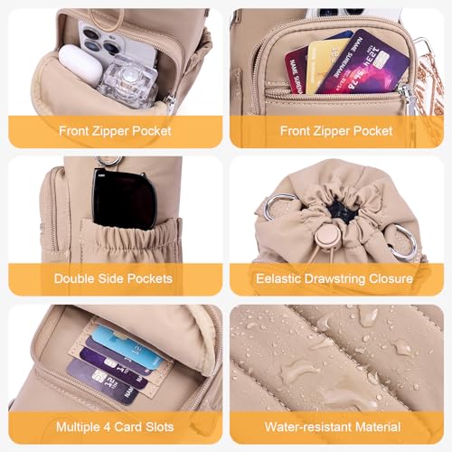Water Bottle Bag 40 oz Crossbody Holder for Walking Hiking Insulated Carrier Purse with Adjustable Strap - color: Khaki
