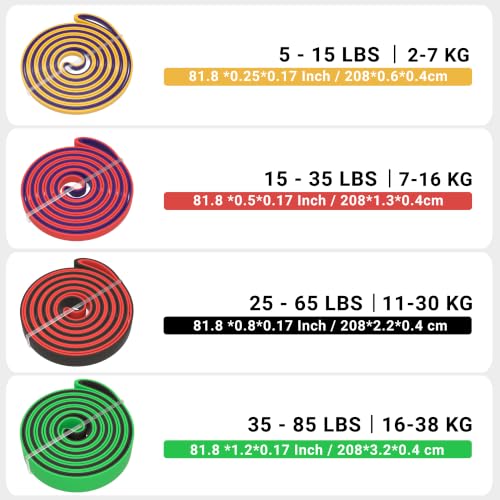 Pull Up Assistance Bands 5 Resistance Bands for Full-BodyTraining(5-125LBS) - size: Medium: 5-85LBS