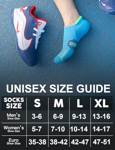 Juclise Men's No Show Compression Running Socks, Athletic Socks, 3 Pairs - color: Glacier White+cobalt Blue+azure Blue, size: Medium
