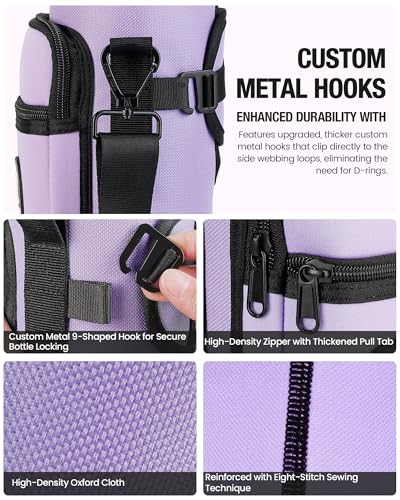 Sports rabbit Universal Water Bottle Holder with Strap & Phone Pocket - color: Purple, size: 30OZ