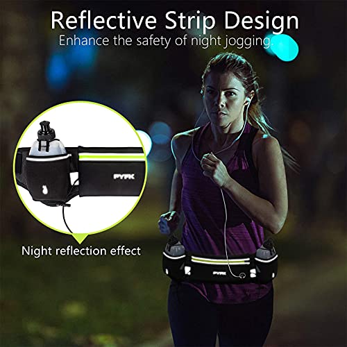PYFK Running Belt with Water Bottles, Hydration Belt for Men and Women, Water Bottle Holder Running Pouch Water Belt, Fanny Pack Fits 7 inches Phones, Waist pack for Runner Jogging - color: green