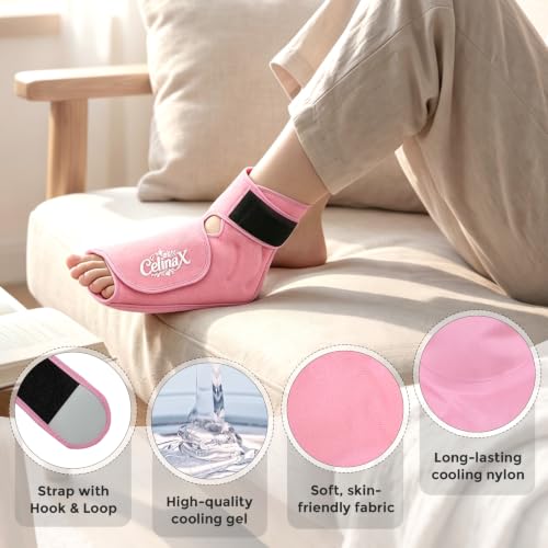 Ankle Ice Pack Wrap, Heel Ice Pack Wrap for Plantar Fasciitis Relief - color: Pink, size: Large